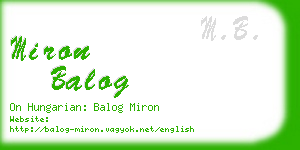 miron balog business card